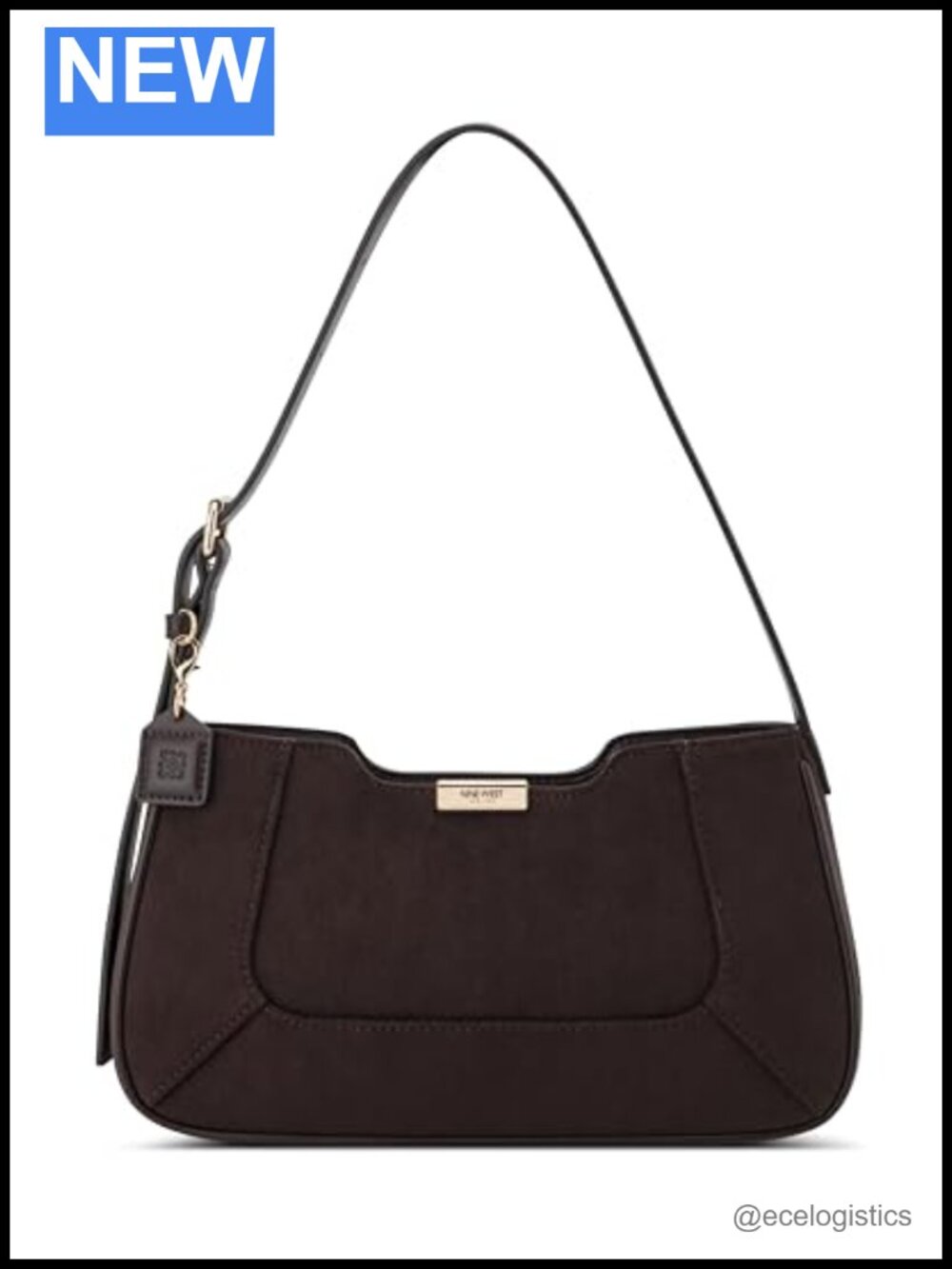 Faux Leather Shoulder Bag with Magnetic Closure, 2 Compartments
